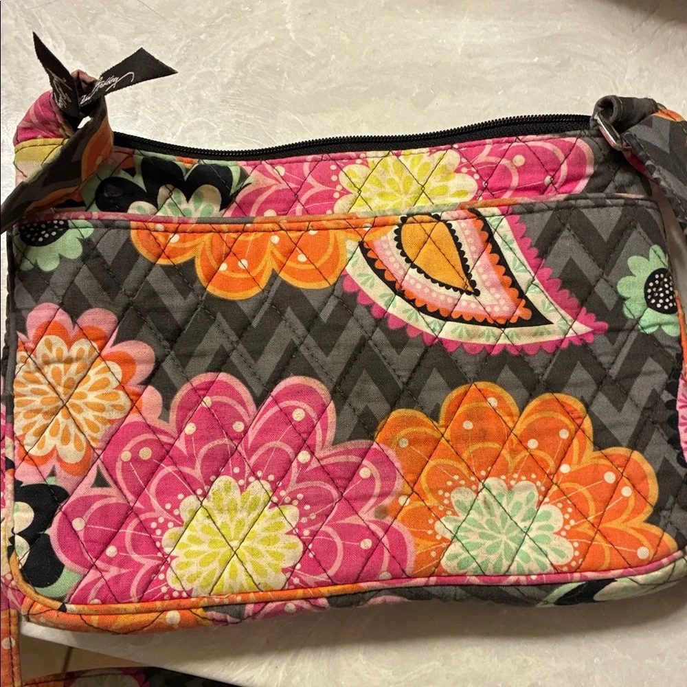 Vera Bradley Floral Crossbody‎ Bag in Pink and Green
